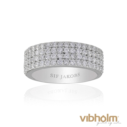 Sif Jakobs Corte Quattro ring SJ-R10764-CZ i rhodineret sølv med hvide zirkonia